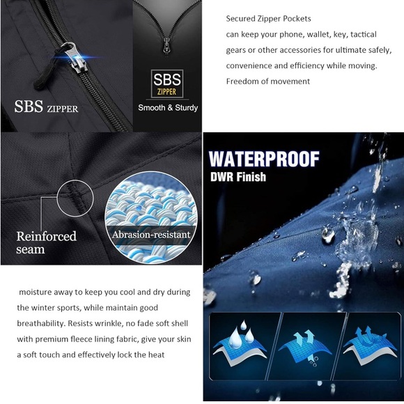 Toomett Men's hiking Snow Pants Skiing Winter Insulated Fleece Lined NEW Size 32 - Picture 8 of 12